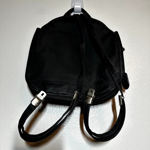 Mandarina Duck Backpack Nylon Leather Trim Mini Round Black 10\
